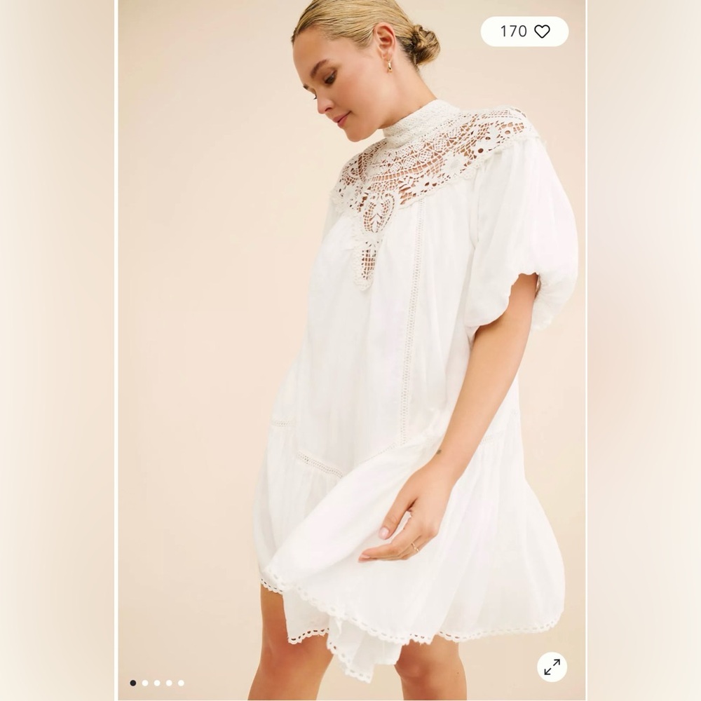 Anthropologie High-Neck Lace Tunic Mini Dress
